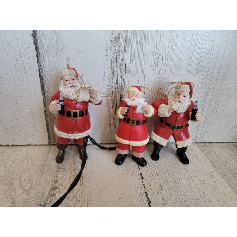 Santa Claus Coca-Cola bottle‎ glitter set ornament Xmas